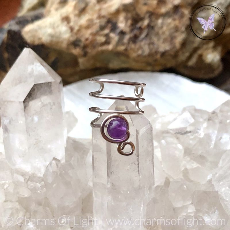 Amethyst Silver Ear Cuff